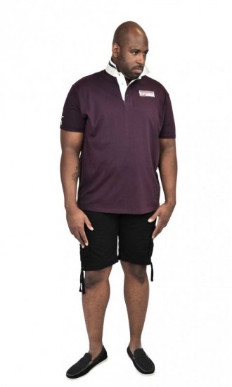 D555 NASH Short Sleeve Rugby Shirt Burgundy - Polo majice - Moške Polo Majice za Močnejše Postave