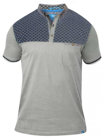 D555 MAURICE Top Paneled Short Sleeve Polo Grey - Polo majice - Moške Polo Majice za Močnejše Postave
