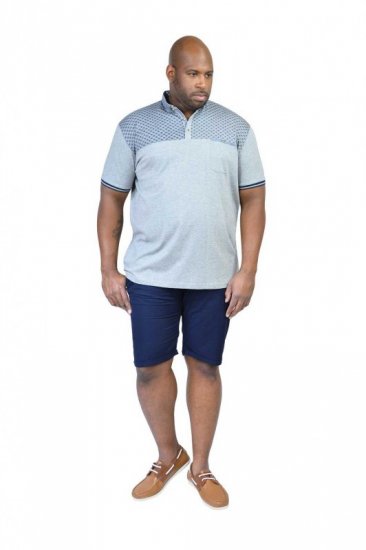D555 MAURICE Top Paneled Short Sleeve Polo Grey - Polo majice - Moške Polo Majice za Močnejše Postave