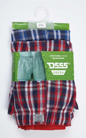 D555 PLAID Boxer Shorts Pack of Two - Spodnje perilo & kopalne hlače - Moško Spodnje Perilo za močnejše postave