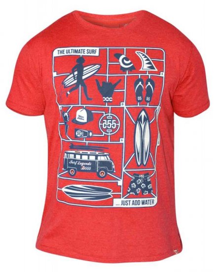 D555 JARON Ultimate Surf T-Shirt Red - Kratke Majice - Moške kratke majice za močnejše postave