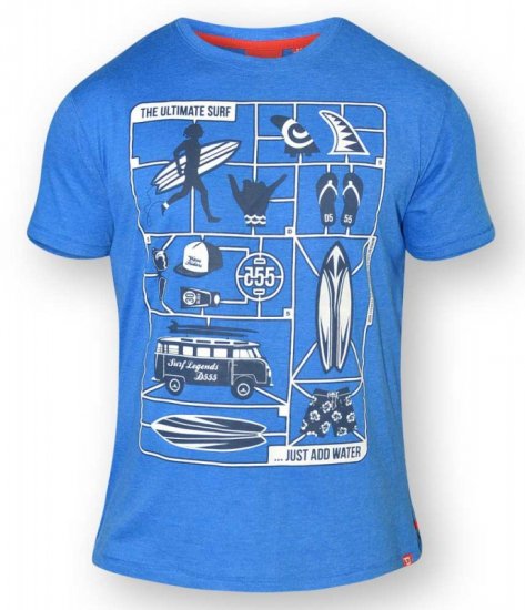 D555 JARON Ultimate Surf T-Shirt Blue - Kratke Majice - Moške kratke majice za močnejše postave