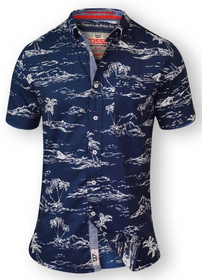 D555 NESTOR Hawaiian Print Shirt Navy - Srajce - Moške srajce za Močnejše Postave