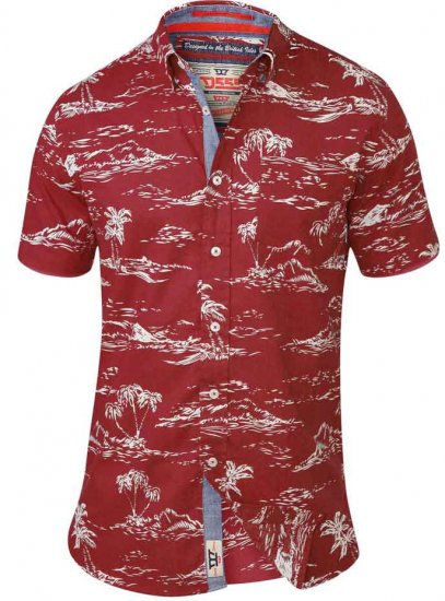 D555 NESTOR Hawaiian Print Shirt Red - Srajce - Moške srajce za Močnejše Postave