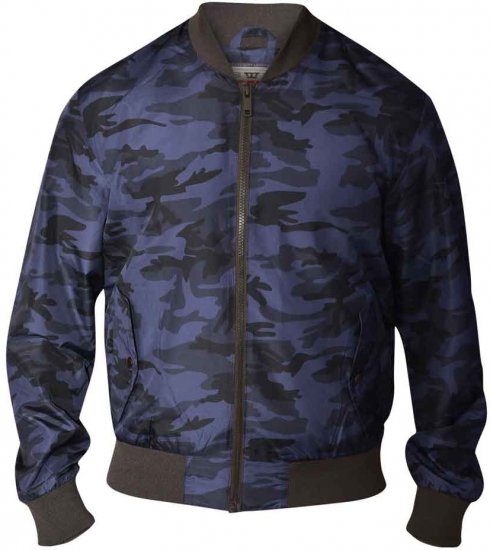 D555 CAMO Lined Camouflage Bomber Jacket Navy - Jakne - Moške bunde za Močnejše Postave