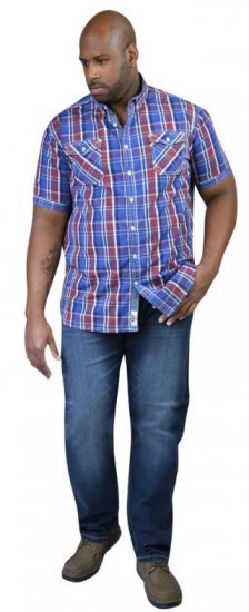D555 ELIAS Short Sleeve Blue & Red Check Shirt - Srajce - Moške srajce za Močnejše Postave