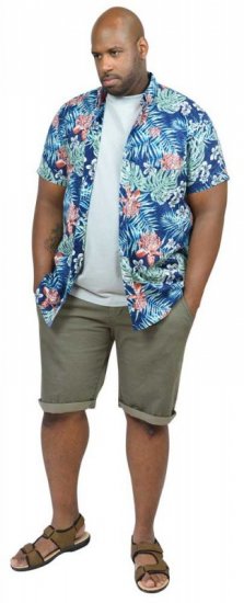 D555 ENRIQUE Short Sleeve Hawaiian Leaf Shirt & T-shirt Combo - Srajce - Moške srajce za Močnejše Postave
