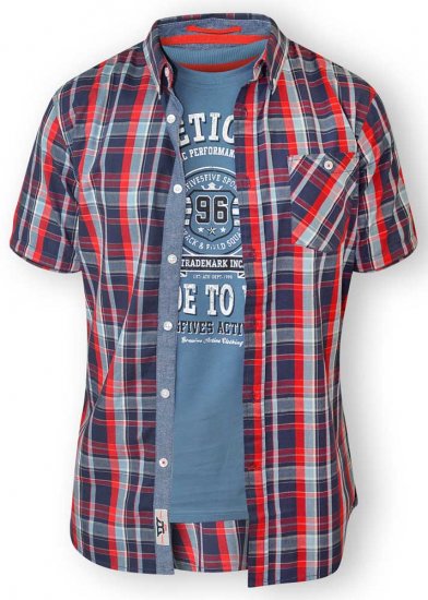 D555 MALCOLM Short Sleeve Button Down Shirt & T-shirt Combo - Srajce - Moške srajce za Močnejše Postave