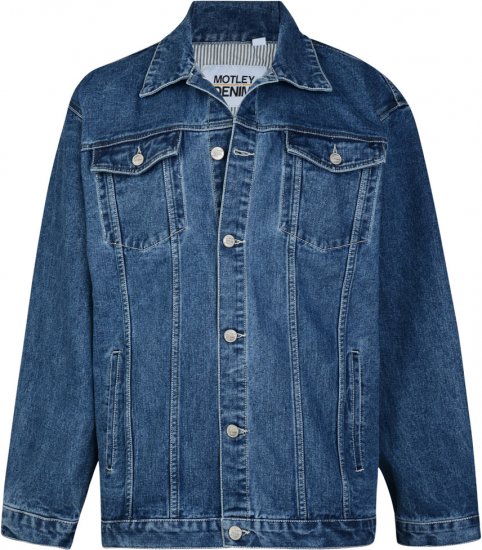Motley Denim Denim Jacket Blue - Jakne - Moške bunde za Močnejše Postave