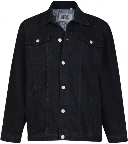 Motley Denim Denim Jacket Black - Jakne - Moške bunde za Močnejše Postave