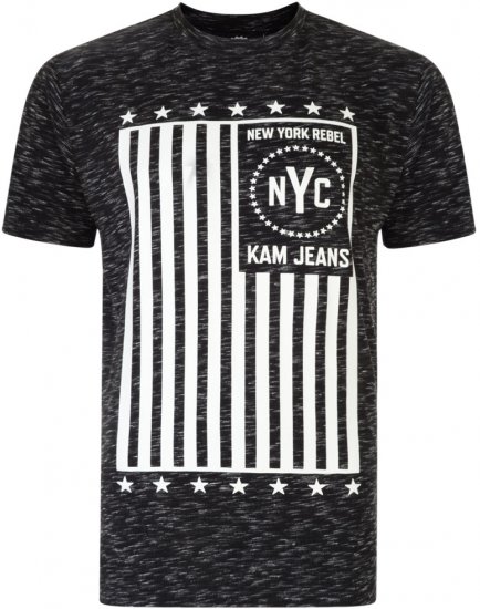 Kam Jeans NY Rebel Tee -Black Edition - Kratke Majice - Moške kratke majice za močnejše postave