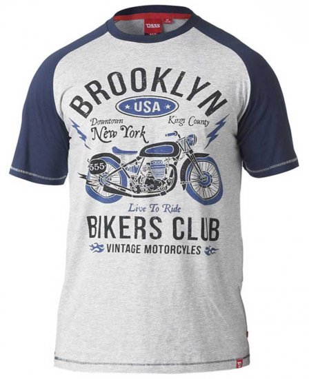D555 HIRALDO T-Shirt Grey/Navy - Kratke Majice - Moške kratke majice za močnejše postave