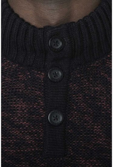 D555 MARSDEN Neck Sweater Black/Red - Puloverji & jopice - Moški Puloverji & Jopice za Močnejše Postave