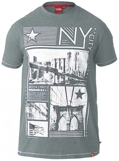 D555 RUEBEN NY City Print T-Shirt Khaki - Kratke Majice - Moške kratke majice za močnejše postave