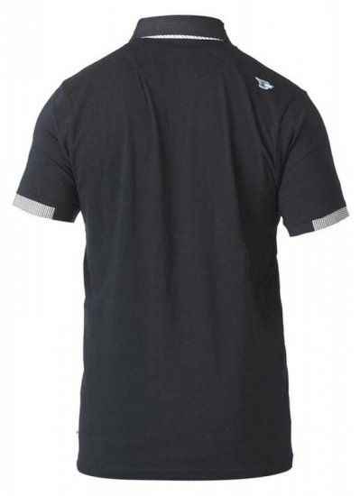D555 SWANN Short Sleeve Stretch Polo Black - Polo majice - Moške Polo Majice za Močnejše Postave