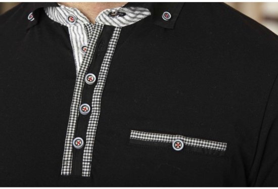 D555 SWANN Short Sleeve Stretch Polo Black - Polo majice - Moške Polo Majice za Močnejše Postave