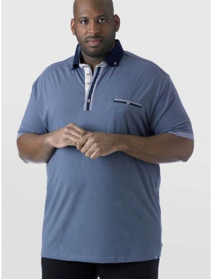 D555 SWANN Short Sleeve Stretch Polo Denim Melange - Polo majice - Moške Polo Majice za Močnejše Postave