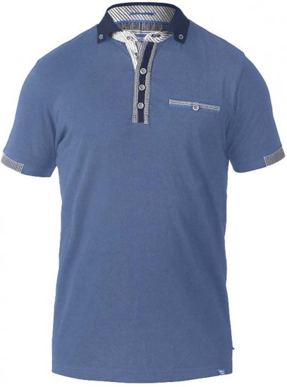 D555 SWANN Short Sleeve Stretch Polo Denim Melange - Polo majice - Moške Polo Majice za Močnejše Postave