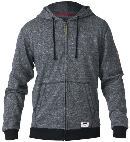 D555 Romney Full Zipper Hoodie Charcoal - Puloverji & jopice - Moški Puloverji & Jopice za Močnejše Postave