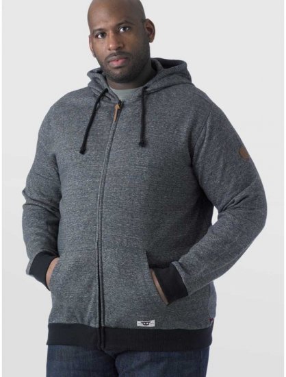 D555 Romney Full Zipper Hoodie Charcoal - Puloverji & jopice - Moški Puloverji & Jopice za Močnejše Postave