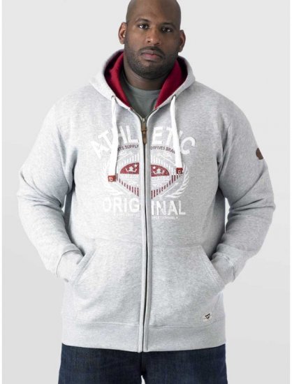 D555 Gabriel Athletic Zip Hoodie Grey - Puloverji & jopice - Moški Puloverji & Jopice za Močnejše Postave