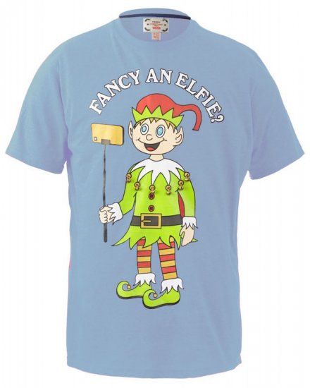 D555 Fancy an Elfie T-shirt Blue - Kratke Majice - Moške kratke majice za močnejše postave