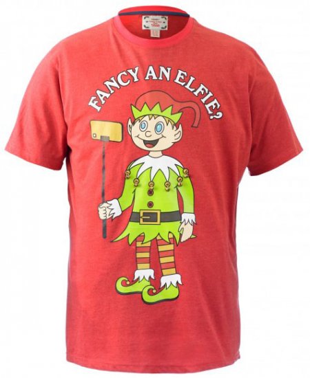D555 Fancy an Elfie T-shirt Red - Kratke Majice - Moške kratke majice za močnejše postave