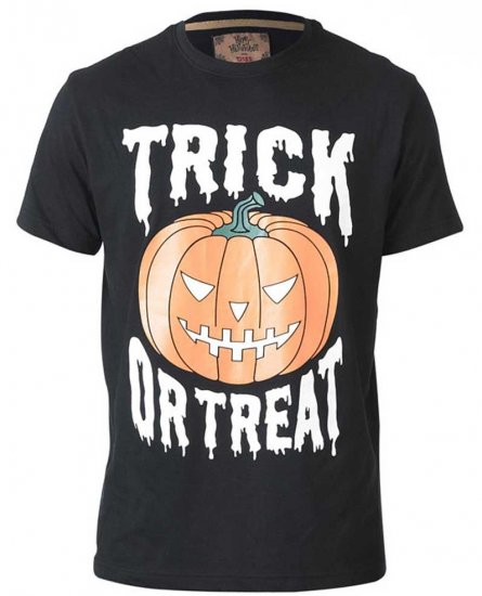 D555 Scary Halloween Pumpkin T-shirt Black - Kratke Majice - Moške kratke majice za močnejše postave