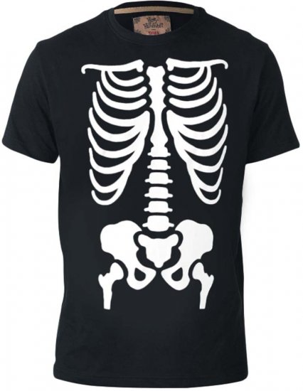 D555 Scary Halloween Skeleton T-shirt Black - Kratke Majice - Moške kratke majice za močnejše postave