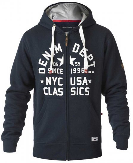 D555 Upton Hoodie Navy - Puloverji & jopice - Moški Puloverji & Jopice za Močnejše Postave