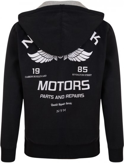 Kam Jeans 773 New York Motors Hoodie Black - Puloverji & jopice - Moški Puloverji & Jopice za Močnejše Postave
