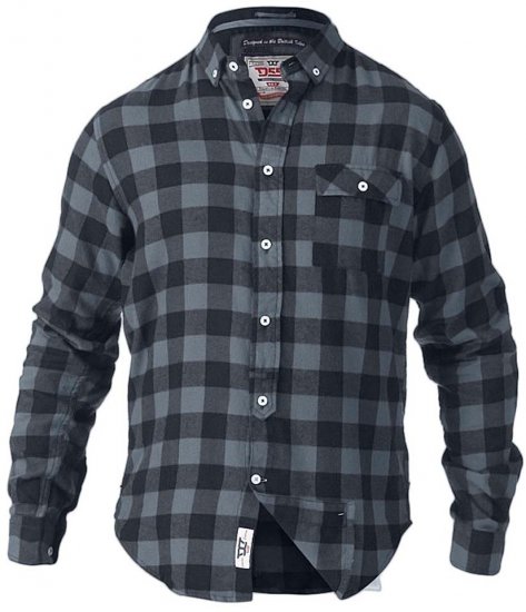 D555 Lawton LS Flannel Shirt Grey - Srajce - Moške srajce za Močnejše Postave