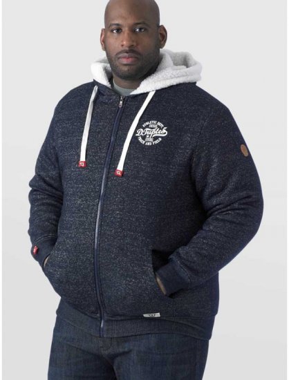 D555 Hulk Fur Lined Zipper Hood Navy - Puloverji & jopice - Moški Puloverji & Jopice za Močnejše Postave