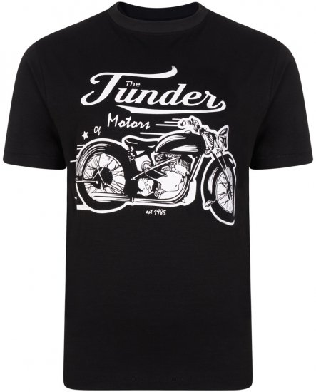 Kam Jeans 5104 Thunder Motors T-shirt Black - Kratke Majice - Moške kratke majice za močnejše postave
