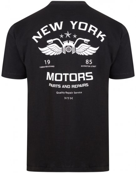 Kam Jeans 5106 NY Motors T-shirt Black - Kratke Majice - Moške kratke majice za močnejše postave