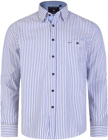 Kam Jeans 6139 Long Sleeve Shirt Blue - Srajce - Moške srajce za Močnejše Postave