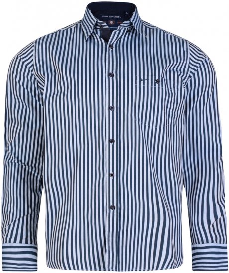 Kam Jeans 6139 Long Sleeve Shirt Navy - Srajce - Moške srajce za Močnejše Postave