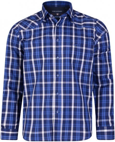 Kam Jeans 6143 Long Sleeve Shirt Navy - Srajce - Moške srajce za Močnejše Postave