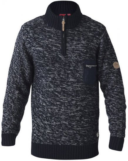 D555 REMINGTON Sweater With Woven Zipper Chest Pocket Navy/Grey - Puloverji & jopice - Moški Puloverji & Jopice za Močnejše Postave