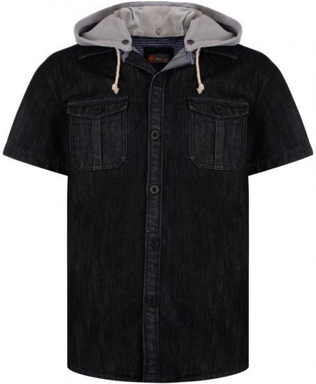 Kam Jeans Luiz Short Sleeve Denim Shirt Black - Srajce - Moške srajce za Močnejše Postave