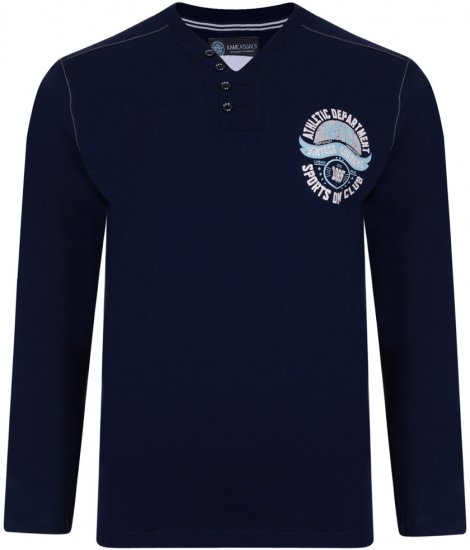 Kam Jeans 5205 Long Sleeve T-shirt Navy - Kratke Majice - Moške kratke majice za močnejše postave