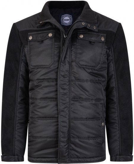 Kam Jeans 66 Padded Qulited Jacket Black - Jakne - Moške bunde za Močnejše Postave