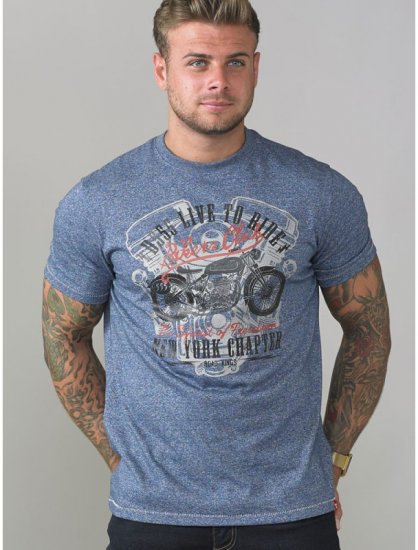 D555 Bradley T-shirt Blue - Kratke Majice - Moške kratke majice za močnejše postave