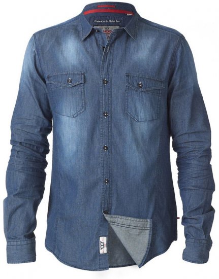 D555 Tobias LS Vintage Denim Shirt - Srajce - Moške srajce za Močnejše Postave