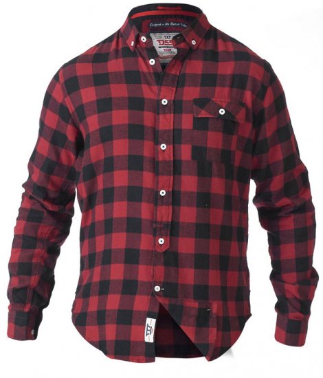 D555 Lawton LS Flannel Shirt Red - Srajce - Moške srajce za Močnejše Postave
