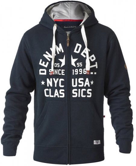 D555 Upton Hoodie Navy - Puloverji & jopice - Moški Puloverji & Jopice za Močnejše Postave