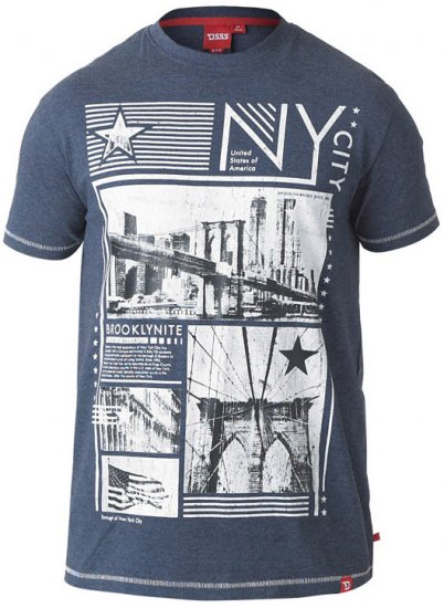 D555 RUEBEN NY City Print T-Shirt Denim - Kratke Majice - Moške kratke majice za močnejše postave