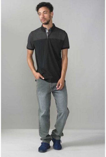 D555 Jauram Polo Black - Polo majice - Moške Polo Majice za Močnejše Postave