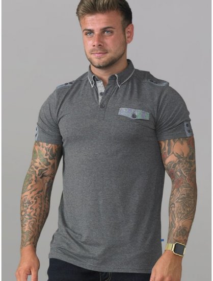 D555 Hogan Polo Charcoal - Polo majice - Moške Polo Majice za Močnejše Postave