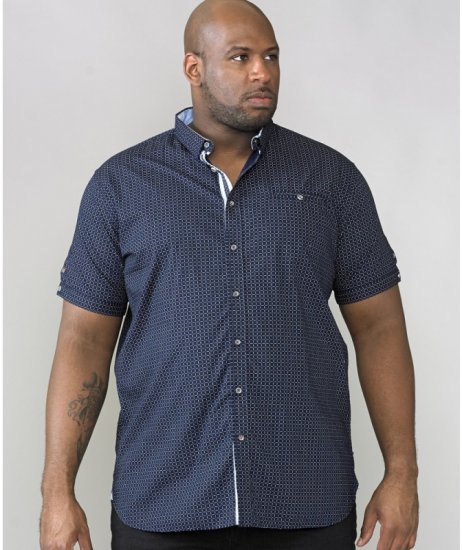 D555 Republic Short Sleeve Shirt Navy - Srajce - Moške srajce za Močnejše Postave
